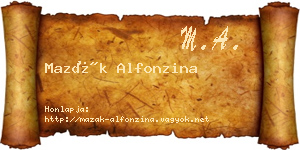 Mazák Alfonzina névjegykártya